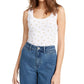 Ultra Flirt Junior's Lace Trimmed Pointelle Tank White Size Medium