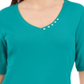 Karen Scott Women's Button Detail V Neck Top Green Size XX-Large
