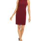 Kasper Women's Zippered Sleeveless Jewel Neck Knee Length Body Con Dress Red Size 8