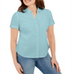 Karen Scott Women's Cotton Embroidered Shirt Blue Size M