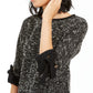Charter Club Women's Bow Cuff Marled Top Black Size Petite S