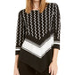 Alfani Women's Mixed Print Point Hem Top Black Size Small