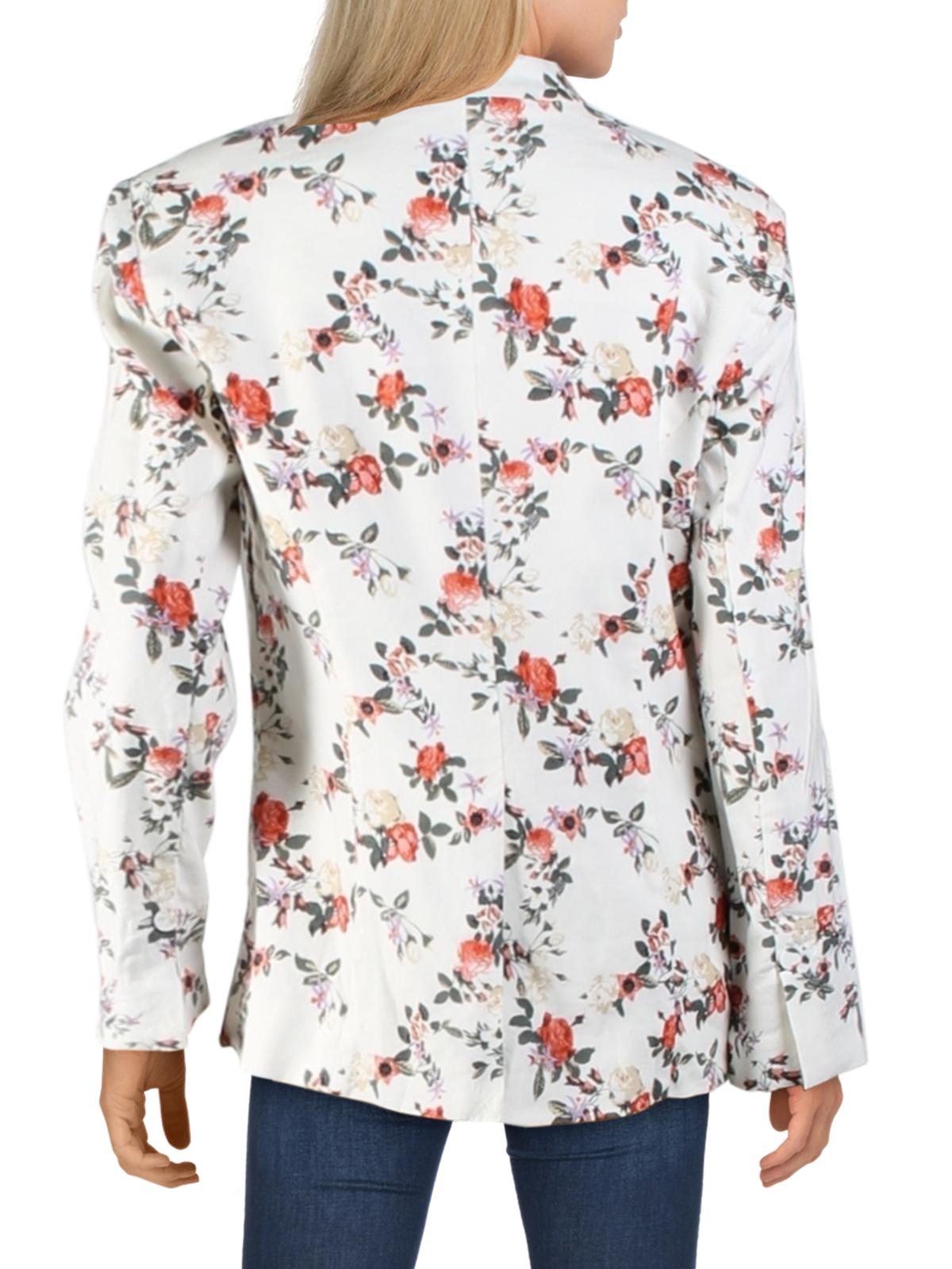 INC International Concepts Women's Floral Blazer Jacket White Size Small