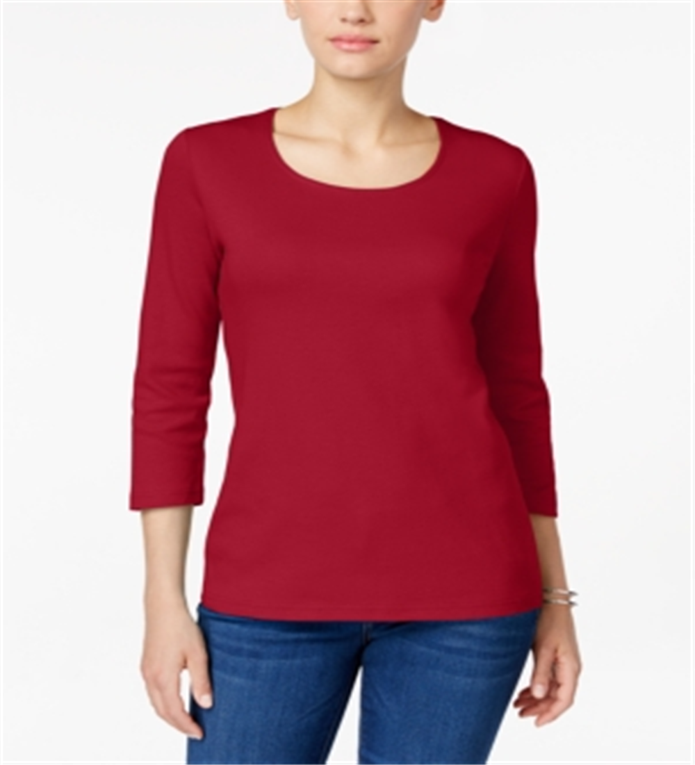 Karen Scott Women's Scoop Neck Top Red Size Medium