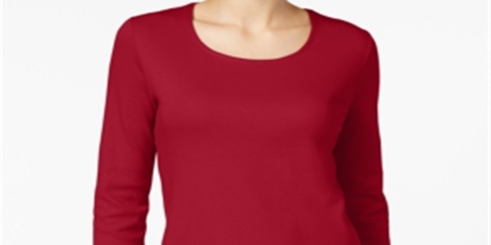Karen Scott Women's Scoop Neck Top Red Size Medium