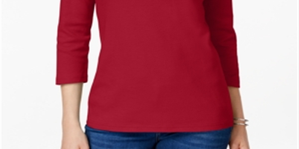 Karen Scott Women's Scoop Neck Top Red Size Medium