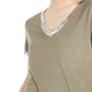 INC International Concepts Women's Metallic Trim T-Shirt Green Size X-Small