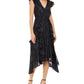 INC International Concepts Women's Metallic V Neck Midi Dress Black Size M