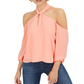 Bar III Women's Keyhole Cold Shoulder Top Orange Size X-Small