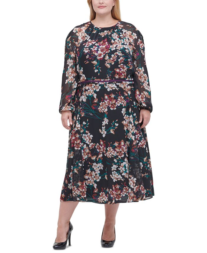 tommy-hilfiger-womens-long-sleeve-midi-dress-black-size-22w