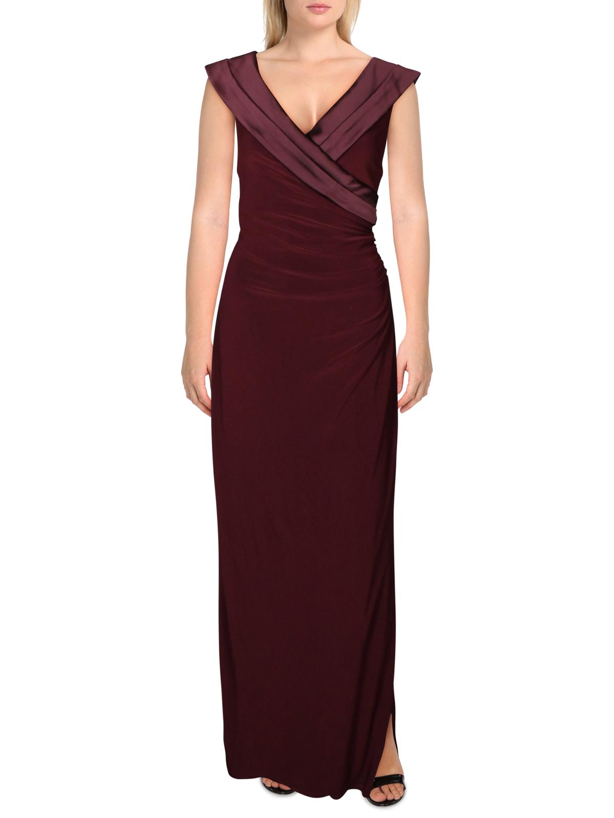 Ralph Lauren Women's Pleated Sleeveless Leonetta Evening Dress Red Size 18