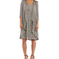 R & M Richards Women's Pleated Metallic Dress Jacket & Necklace Brown Size 12 Petite