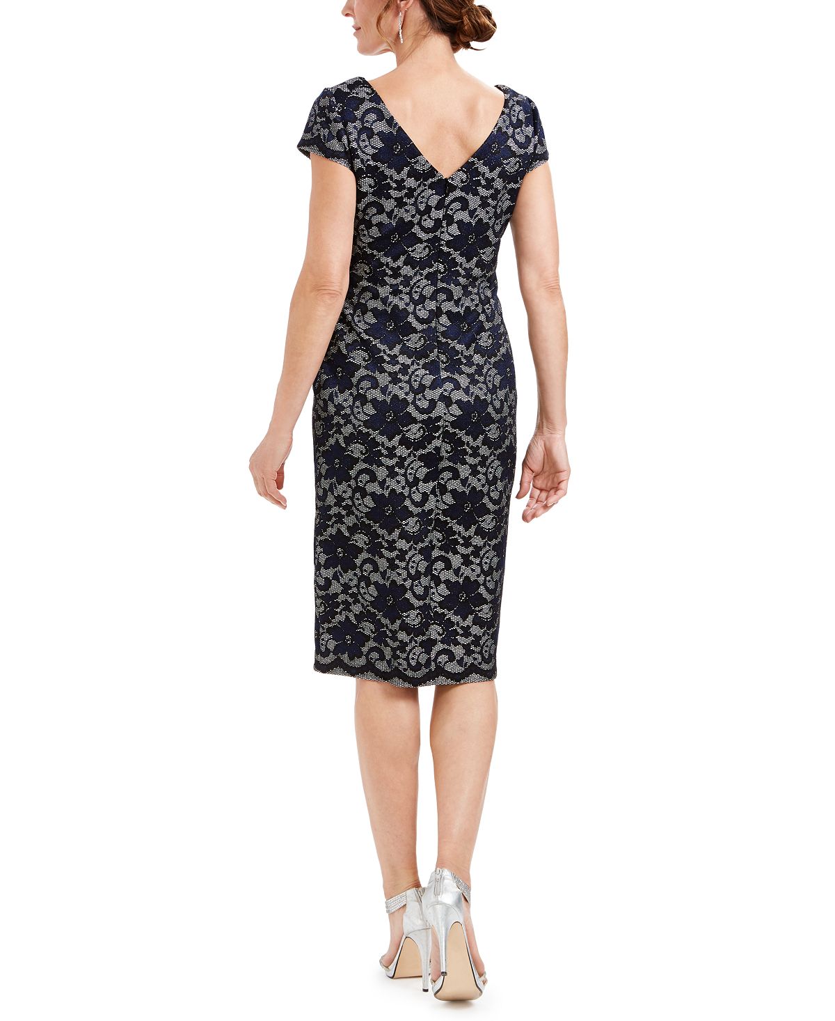 Connected Women's Embroidered Glitter Dress Blue Size 12