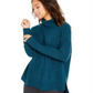 Style & Co Women's Mixed Stitch Ribbed Turtleneck Tunic Sweater Blue Size Small