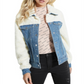 Guess Women's Faux Sherpa Denim Jacket Blue Size X-Large