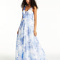 Trixxi Women's Sequined Floral Sleeveless V Neck Full Length Prom Fit Flare Dress White Size 9