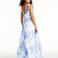 Trixxi Women's Sequined Floral Sleeveless V Neck Full Length Prom Fit Flare Dress White Size 9