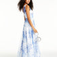 Trixxi Women's Sequined Floral Sleeveless V Neck Full Length Prom Fit Flare Dress White Size 9