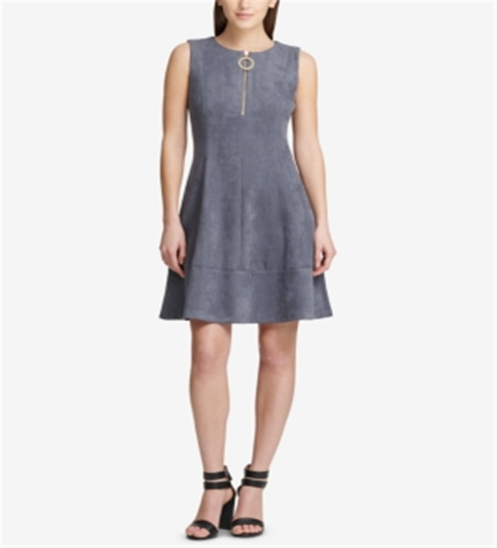 dkny-womens-sleeveless-jewel-neck-above-the-knee-fit-flare-dress-silver-size-16