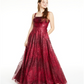 Say Yes to the Prom Junior's Glitter Mesh Gown Wine Size 7-8