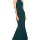 Calvin Klein Women's Zippered Sleeveless Halter Full Length Empire Waist Formal Dress Blue Size 16