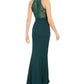 Calvin Klein Women's Zippered Sleeveless Halter Full Length Empire Waist Formal Dress Blue Size 16