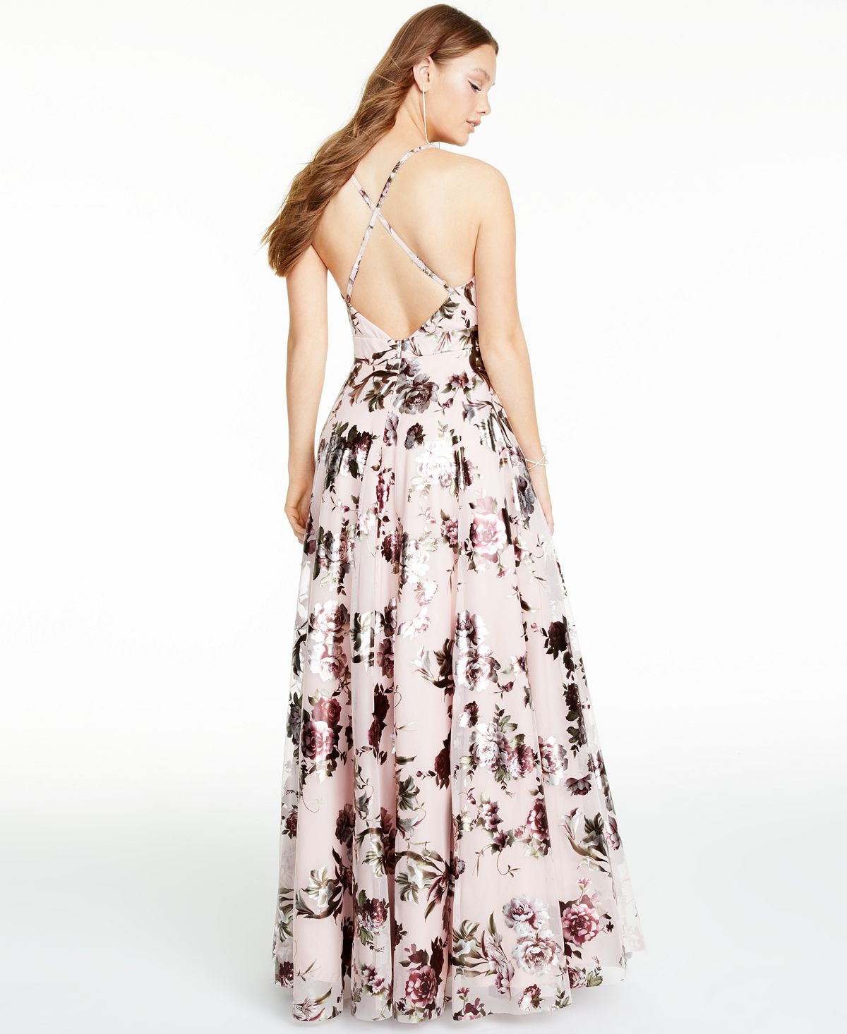 City Studio Women's Metallic Maxi Evening Dress Pink Size 16