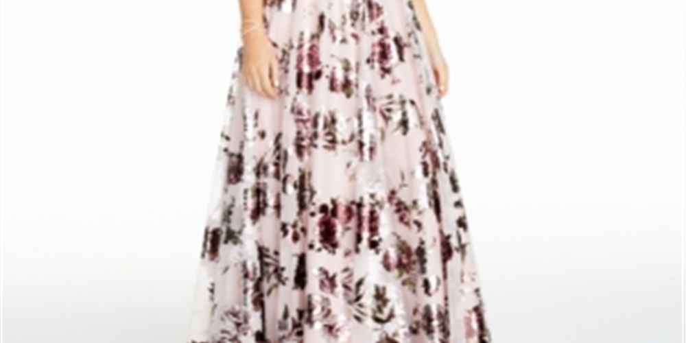 City Studio Women's Metallic Maxi Evening Dress Pink Size 16