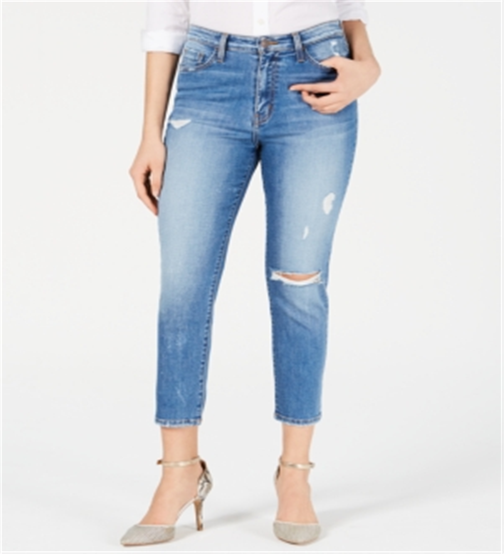 Flying Monkey Women's La Jolla Light Washed Distressed Mom Jeans Blue Size 24