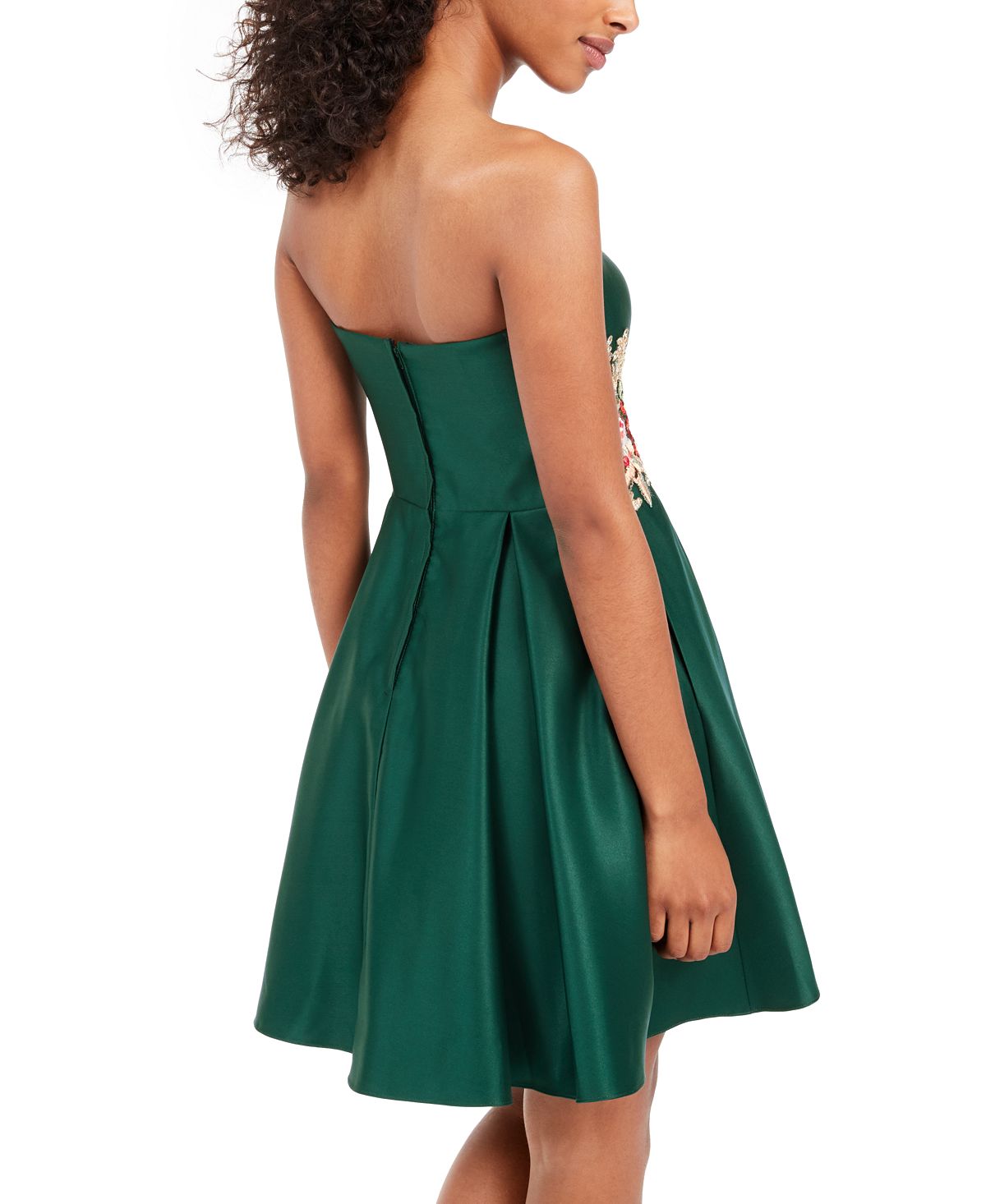 Blondie Nites Women's Embellished Floral Sweetheart Neckline Full Length Party Fit Flare Dress Green Size 3
