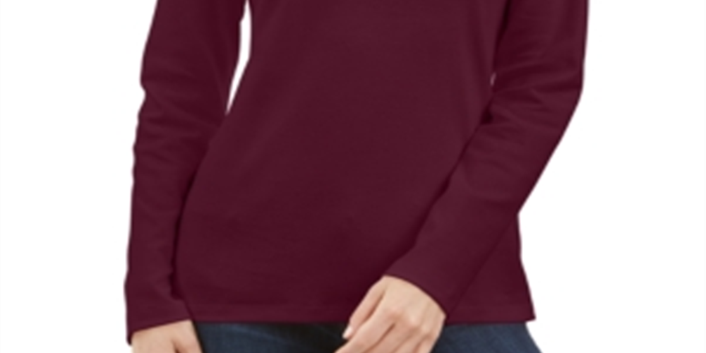 Karen Scott Women's Cotton Turtleneck Top Wine Size Petite S/M
