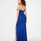 City Studios Junior's Rhinestone Glitter Lace Gown Blue Size 5
