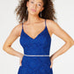 City Studios Junior's Rhinestone Glitter Lace Gown Blue Size 5