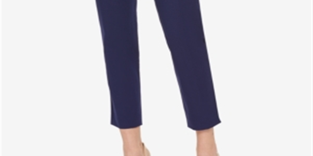 Tommy Hilfiger Women's Ashby Straight Leg Twill Dress Pants Blue Size 12