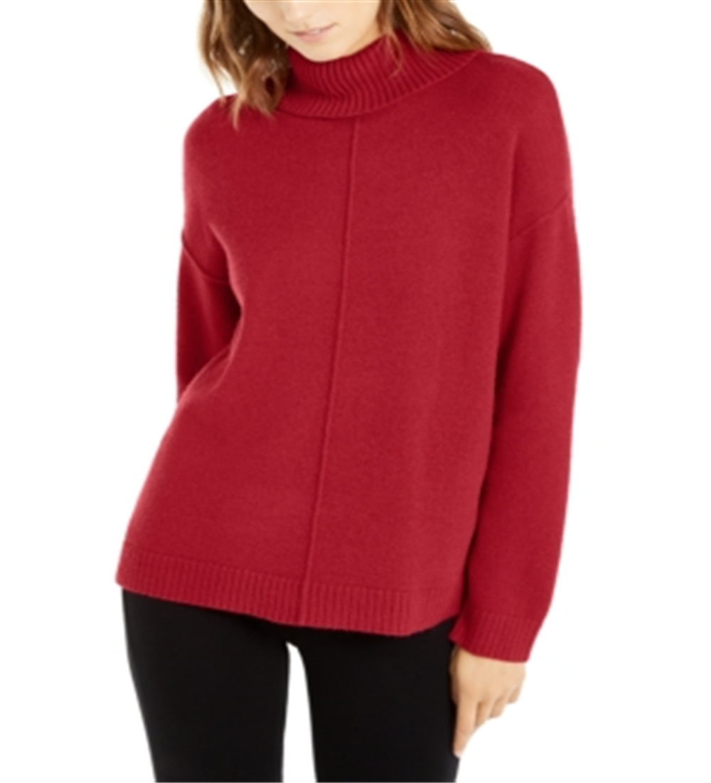 Alfani Women's Dropped Shoulder Turtleneck Red Size X-Small