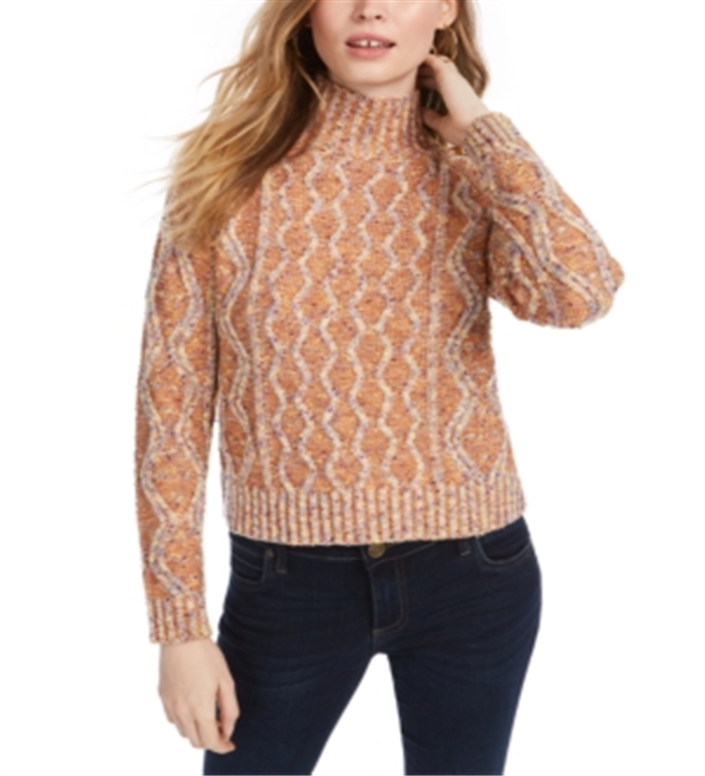 Kit & Sky Women's Cable Knit Sweater Orange Size Medium