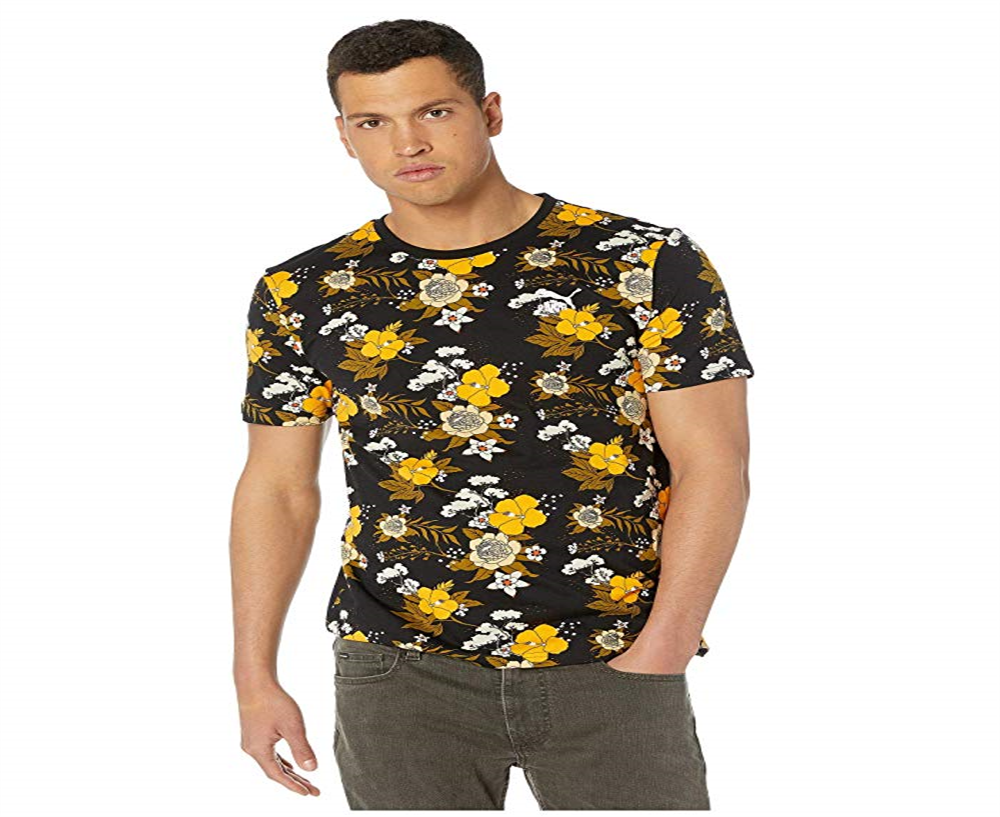 Puma Men's Trend All Over Print T-Shirt Black Size Medium