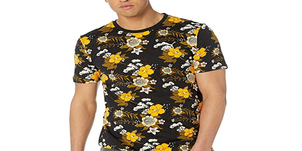 Puma Men's Trend All Over Print T-Shirt Black Size Medium