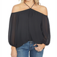1.STATE Women's Off the Shoulder Halter Neck Blouse Black