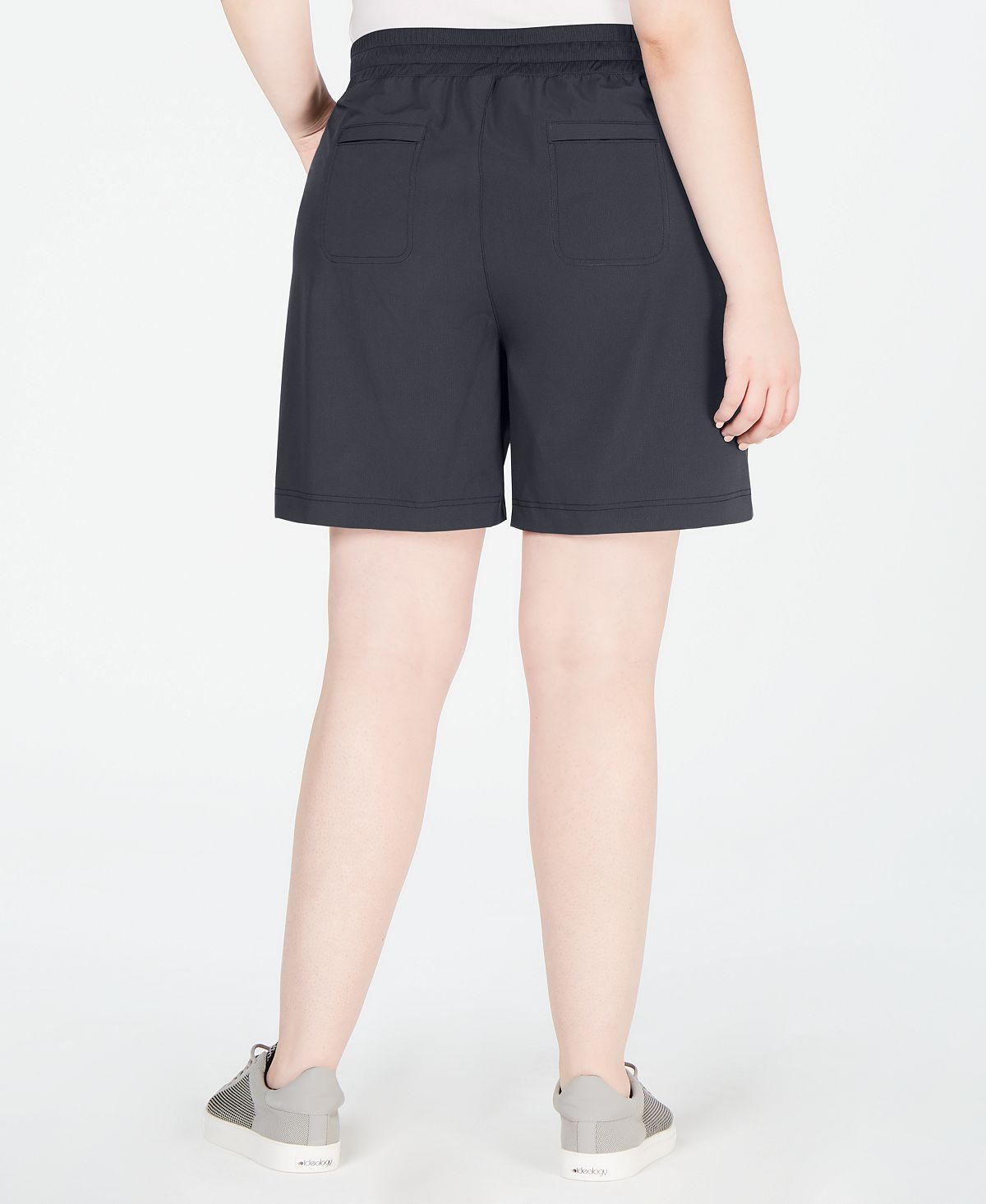 Ideology Women's Stretch Tie Pocketed Cropped Shorts Gray Size 1X