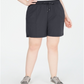 Ideology Women's Stretch Tie Pocketed Cropped Shorts Gray Size 1X