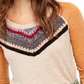 Free People Women's Knitted Front 3/4 Sleeve Crew Neck Top Brown Size Medium