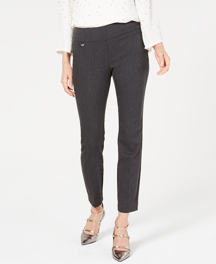 Alfani Women's Tummy Control Pull on Skinny Pants Grey Size 10
