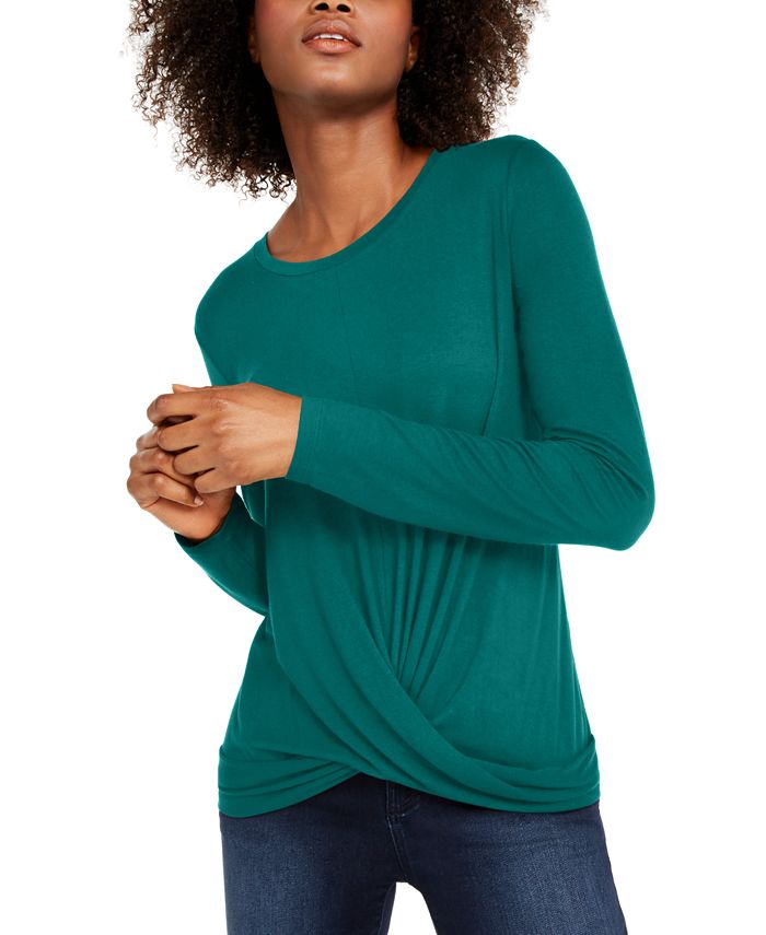 INC International Concepts Women's Twisted Top Green Size X-Small