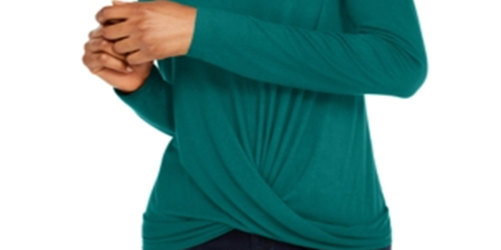 INC International Concepts Women's Twisted Top Green Size X-Small