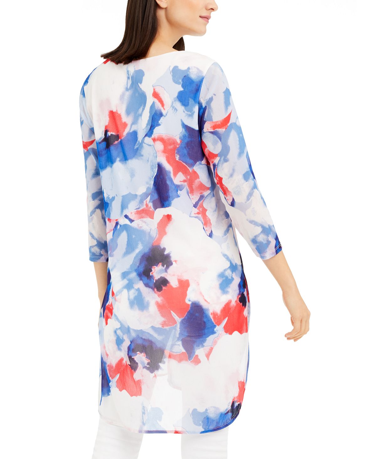 Alfani Women's Printed Super Tunic Blue Size XX-Large