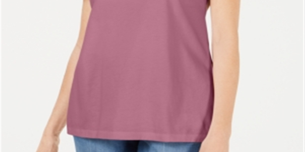 Karen Scott Women's Basketweave Trim Flutter Sleeve Top Pink Size Small