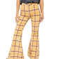 Free People Women's Plaid Wide Leg Pants Yellow Size 28