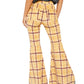 Free People Women's Plaid Wide Leg Pants Yellow Size 28