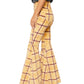 Free People Women's Plaid Wide Leg Pants Yellow Size 28